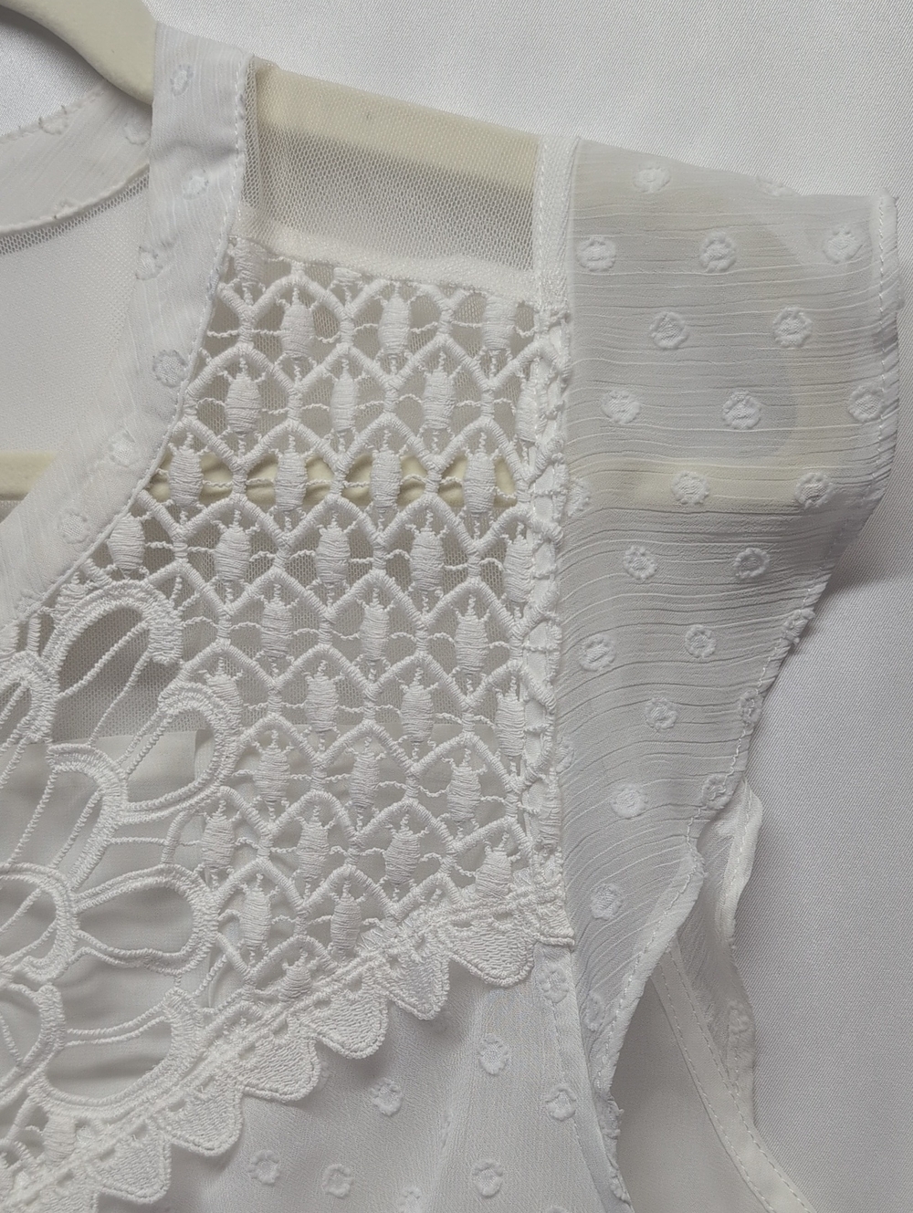 51.torrid‎ White Lace Yoke Swiss Dot Peplum Top for Kids - Picture 5 of 6